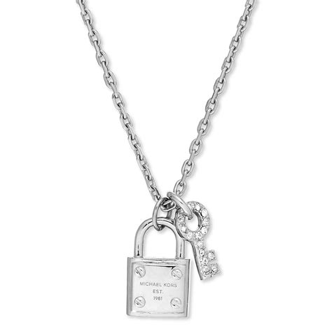 michael kors padlock charm necklace|michael kors collection padlock necklace silver .